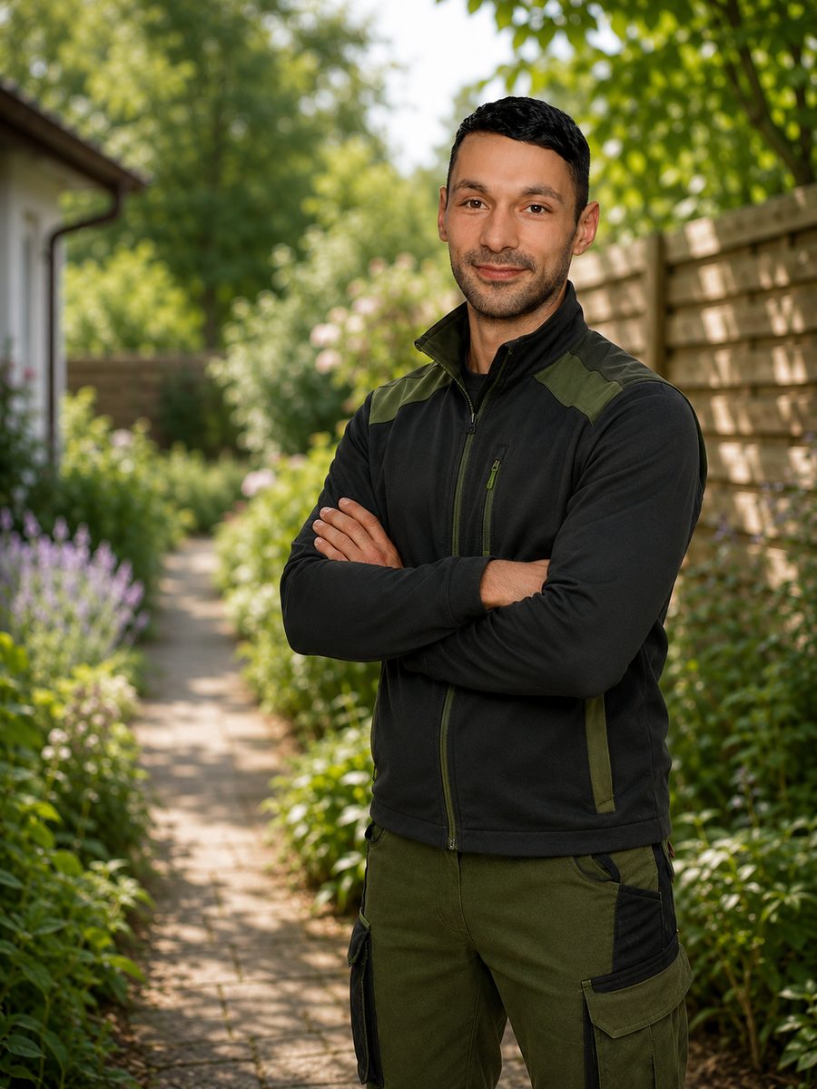 Gartenbike Inhaber im Garten